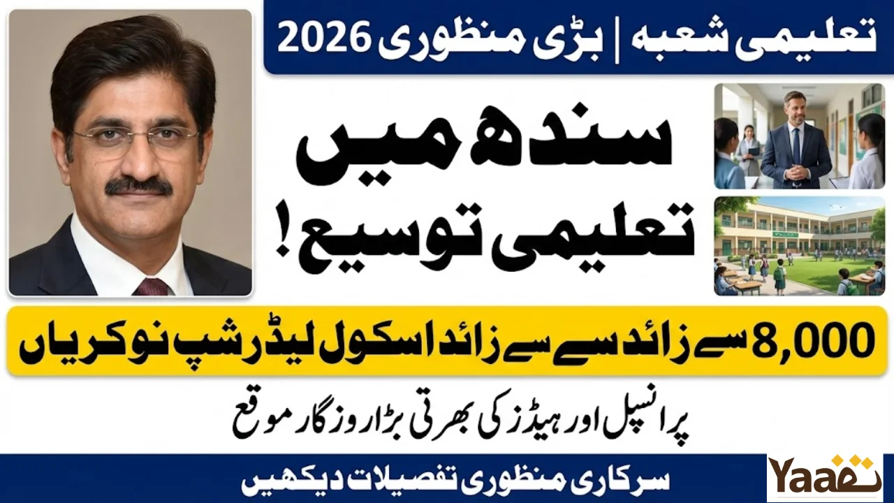 Sindh Education Sector Expansion 2026 – 8,000+ School Leadership Jobs Approved